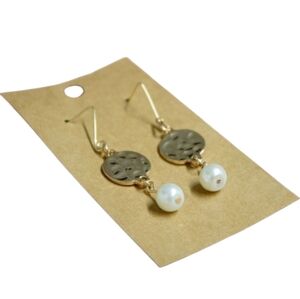 Handmade Gold and White Pearl Earrings -Hypoallergenic